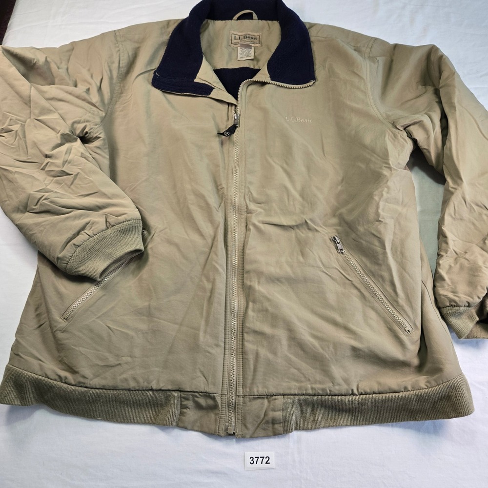 L.L. Bean Men XX Large Tall Beige Fleece Lined Insulated Bomber Jacket PolarTec - Picture 1 of 8